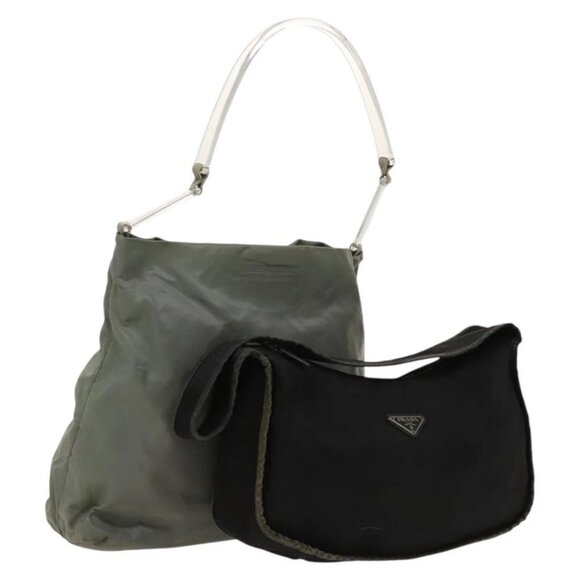 PRADA Shoulder Bag Nylon 2Set Black Green Auth - Picture 1 of 16